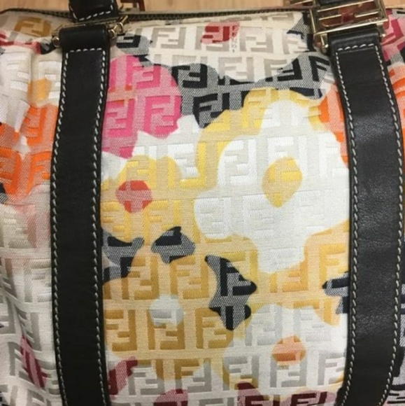 Auth Fendi Floral Mini Zucca Boston Bag RARE - Picture 2 of 8
